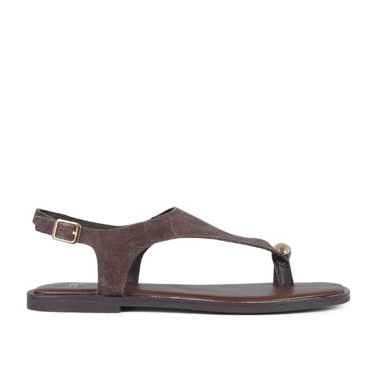 Sandalo Infradito Basso Donna Exé SUEDE DK BROWN
