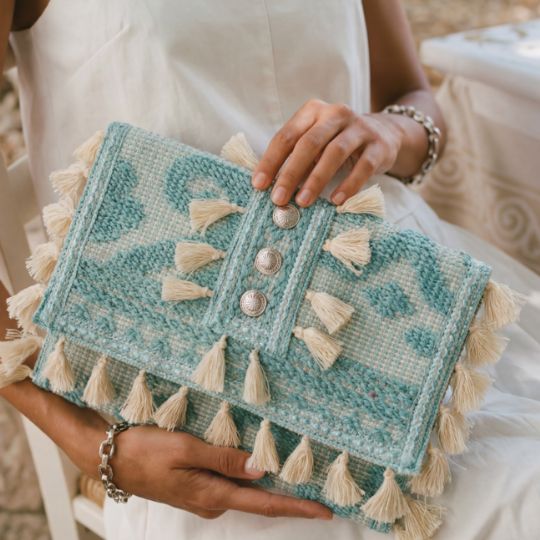 Clutch Donna Sorena ALINA MYRTO CELESTE-BEIGE